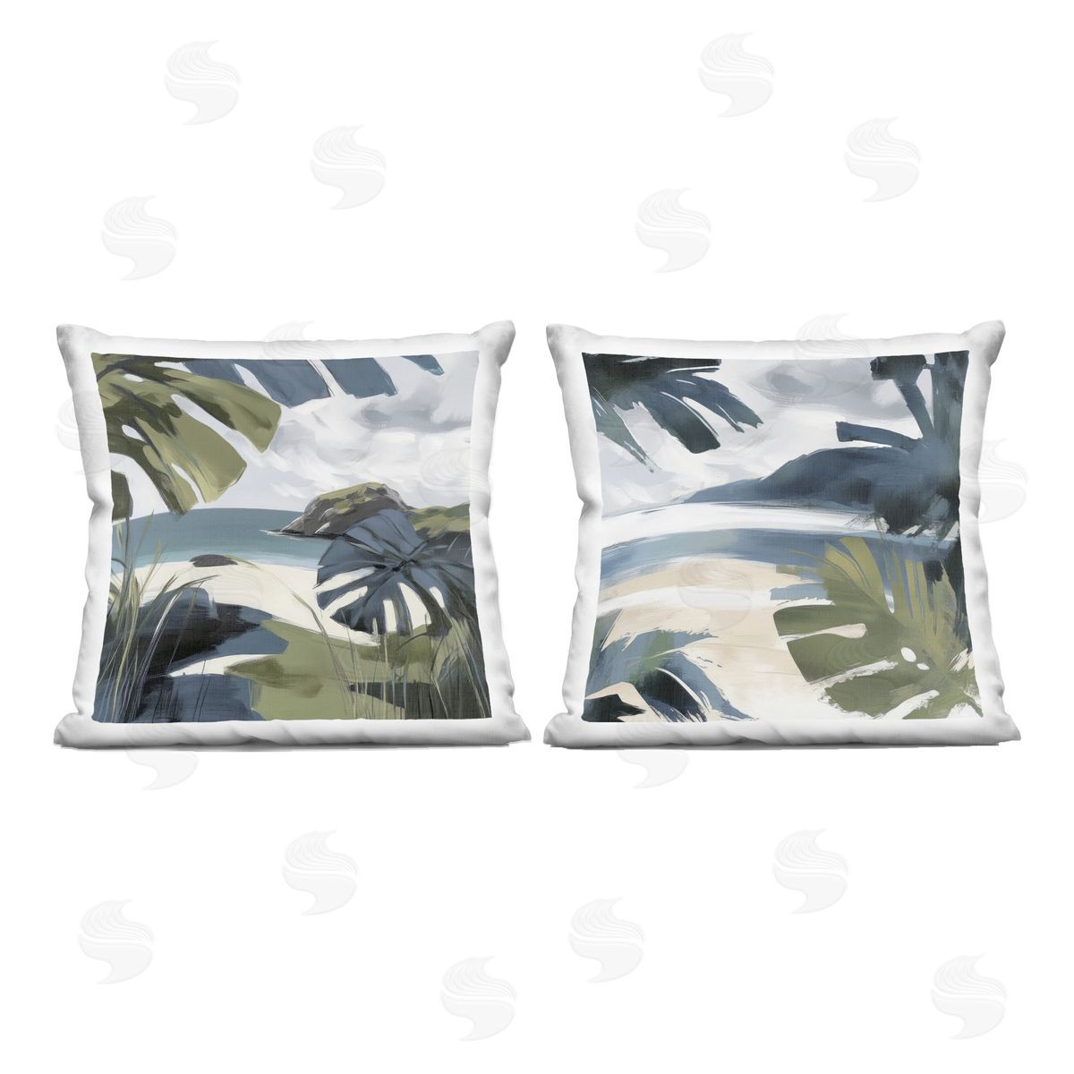 Elara Yasna Tropical Vibes Beach Scenes Plush Polyester Art Print Pillow