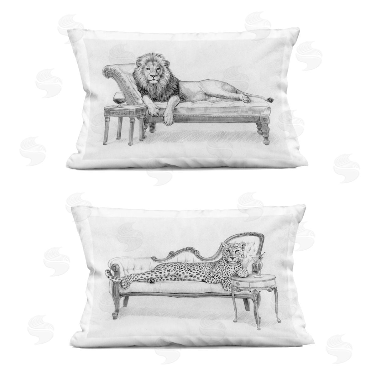 Victoria Barnes Lounging Jungle Beasts Plush Polyester Art Print Pillow