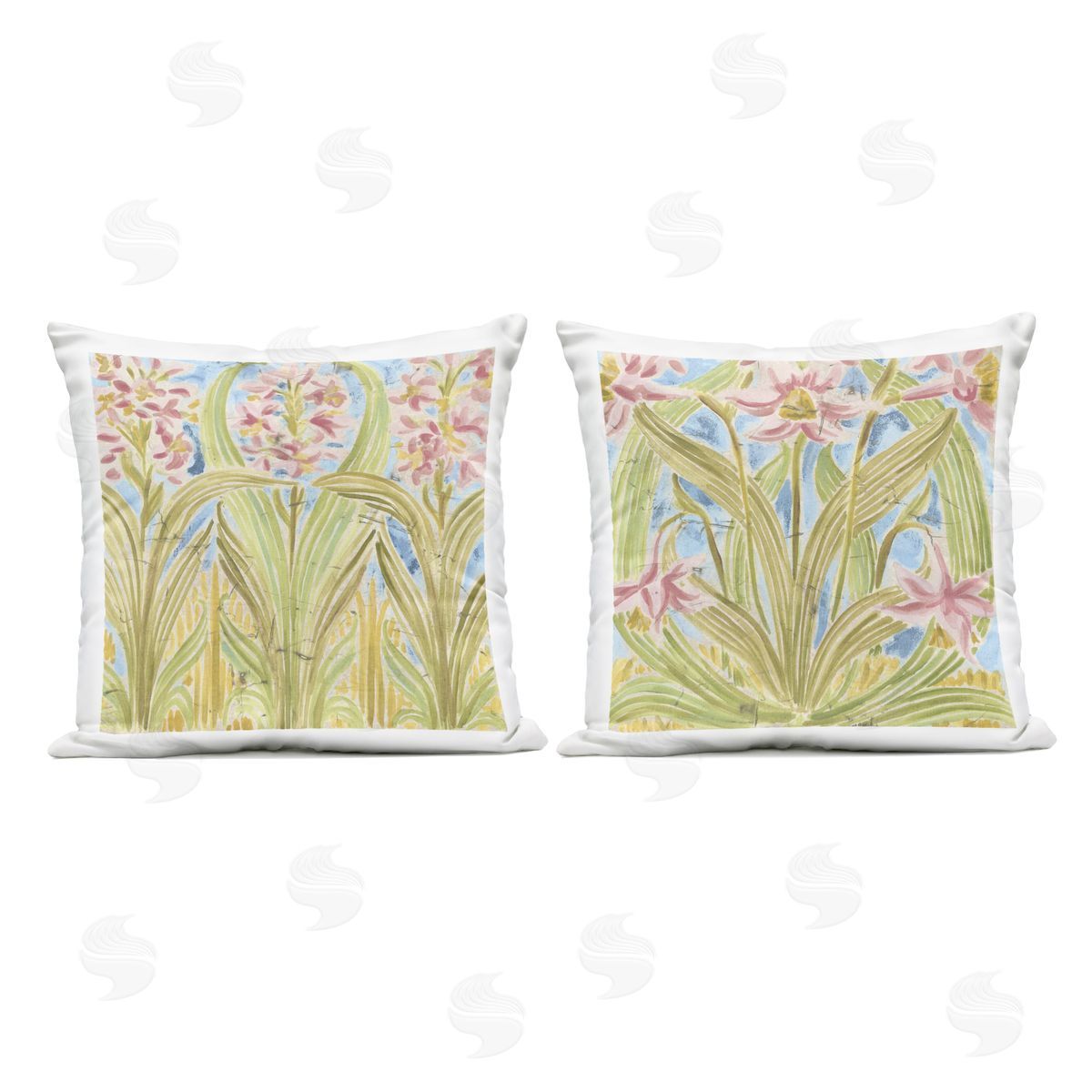 June Erica Vess Floral Palau Tiles Plush Polyester Art Print Pillow
