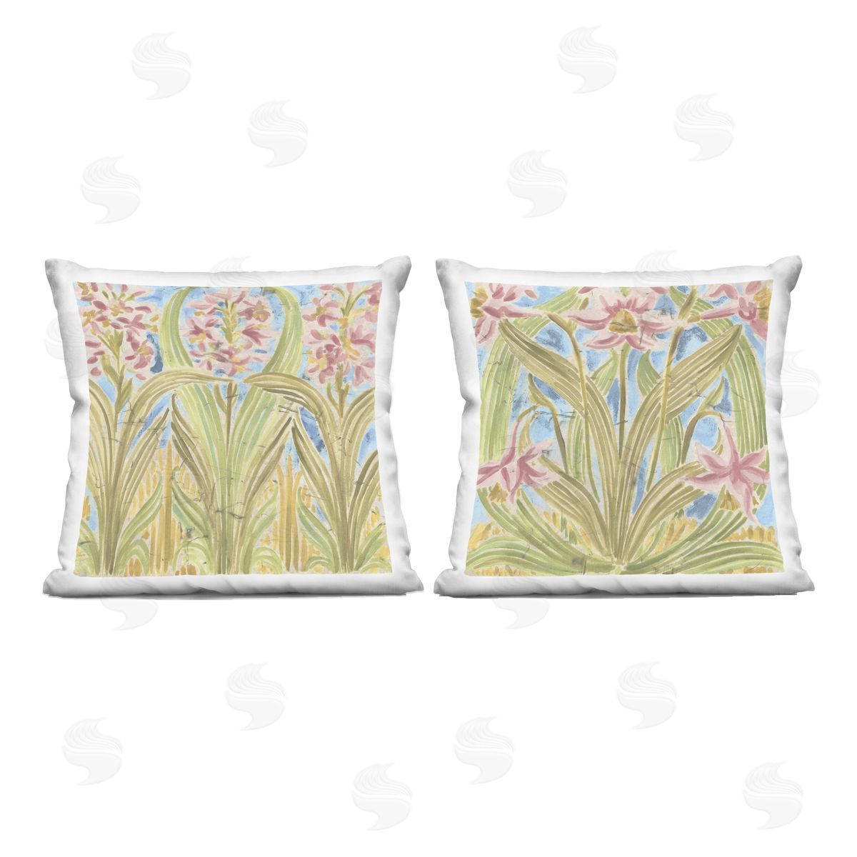 June Erica Vess Floral Palau Tiles Plush Polyester Art Print Pillow
