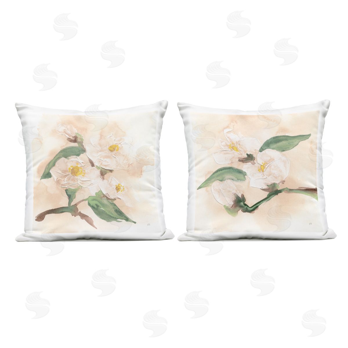 Chris Paschke Faded Dimensional Magnolias Plush Polyester Art Print Pillow