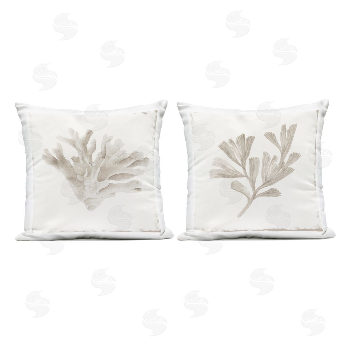 Lily K. Beige Coral Drift Plush Polyester Art Print Pillow