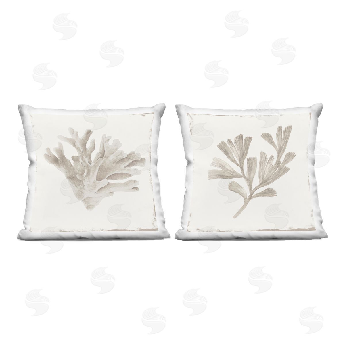 Lily K. Beige Coral Drift Plush Polyester Art Print Pillow