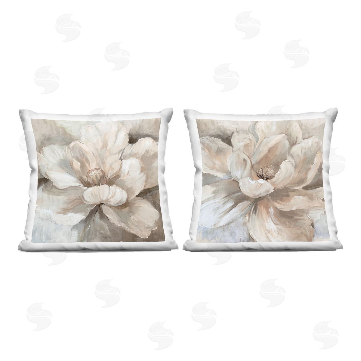 Nina Blue Lush White Blooms Close Ups Plush Polyester Art Print Pillow