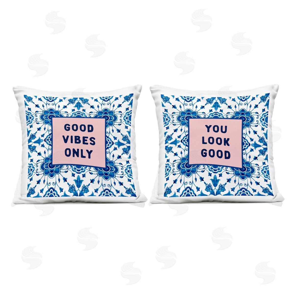 Lettered and Lined Inspiring Messages On Boho Pattern Outdoor Printed Pillow Set