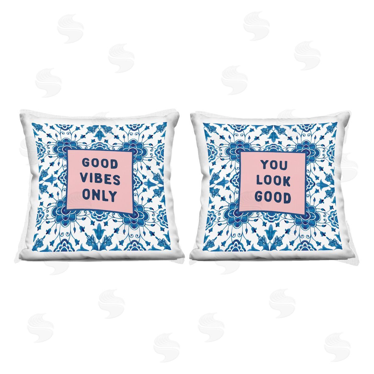 Lettered and Lined Inspiring Messages On Boho Pattern Indoor Printed Pillow Set