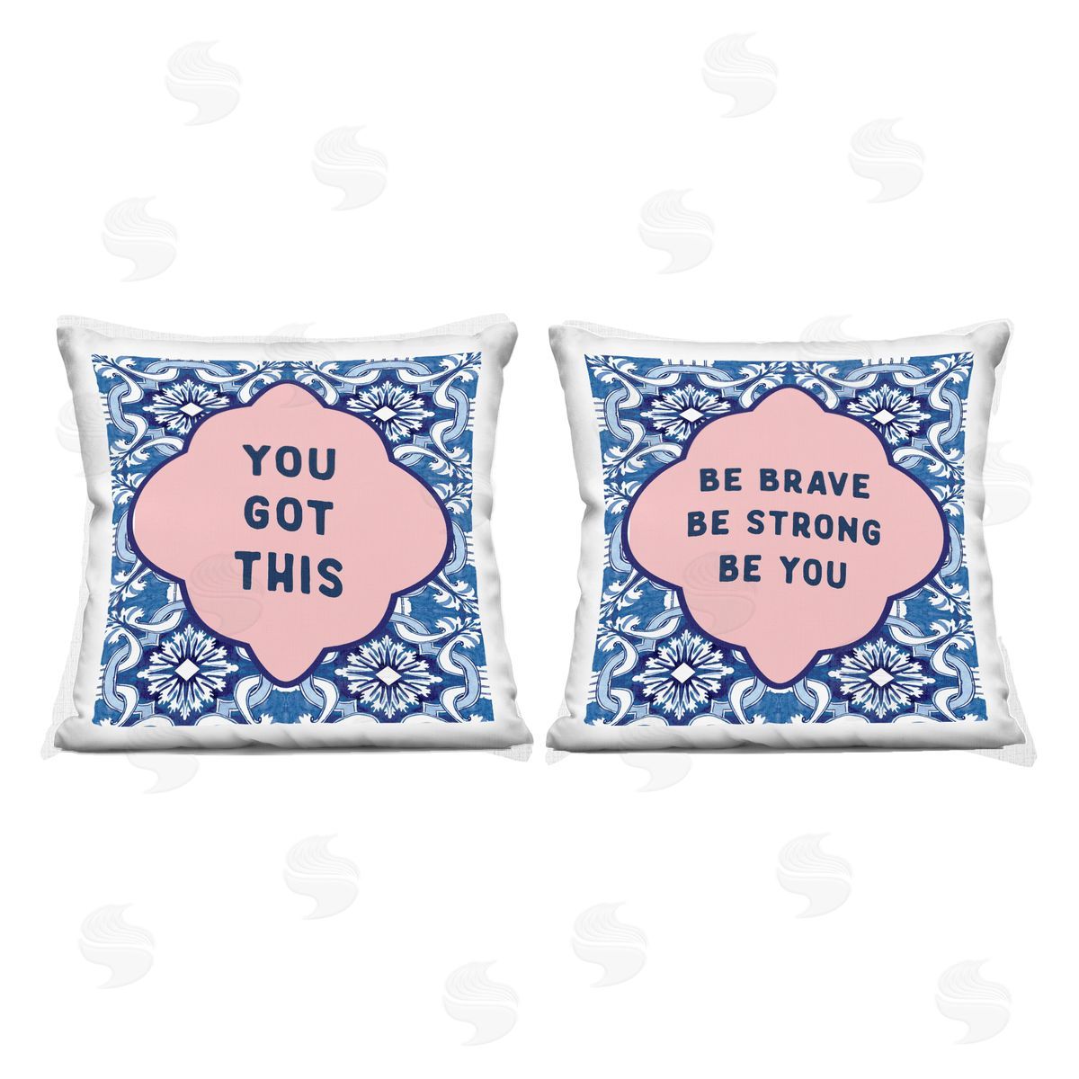 Lettered and Lined Encouraging Words on Boho Indoor Printed Pillow Set