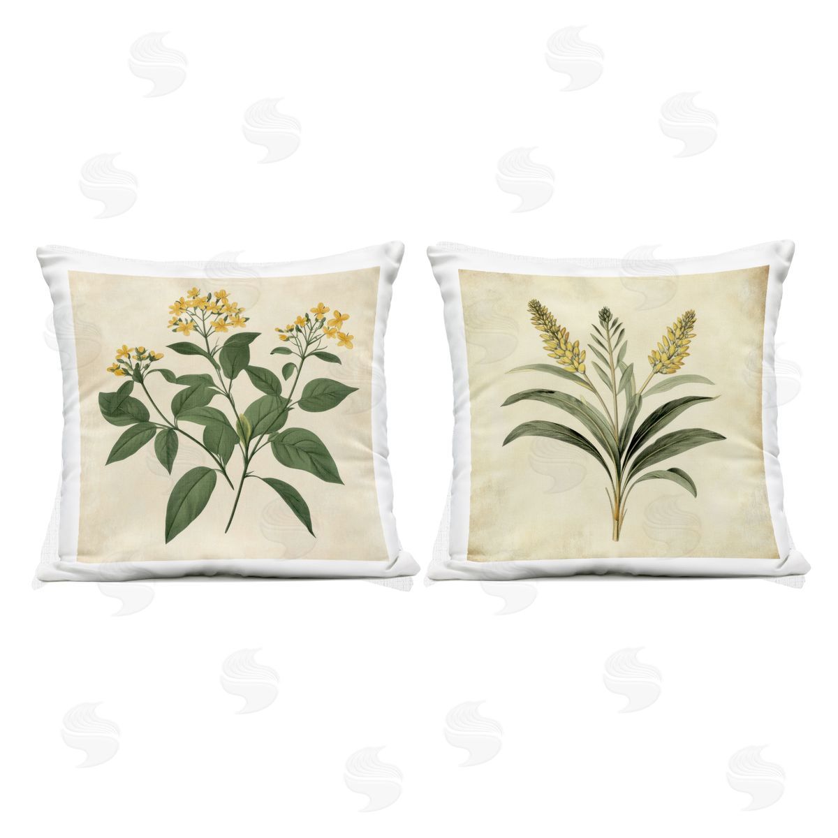 Petal Prints Design Vintage Yellow Bushels and Wheat Outdoor Printed Throw Pillow
