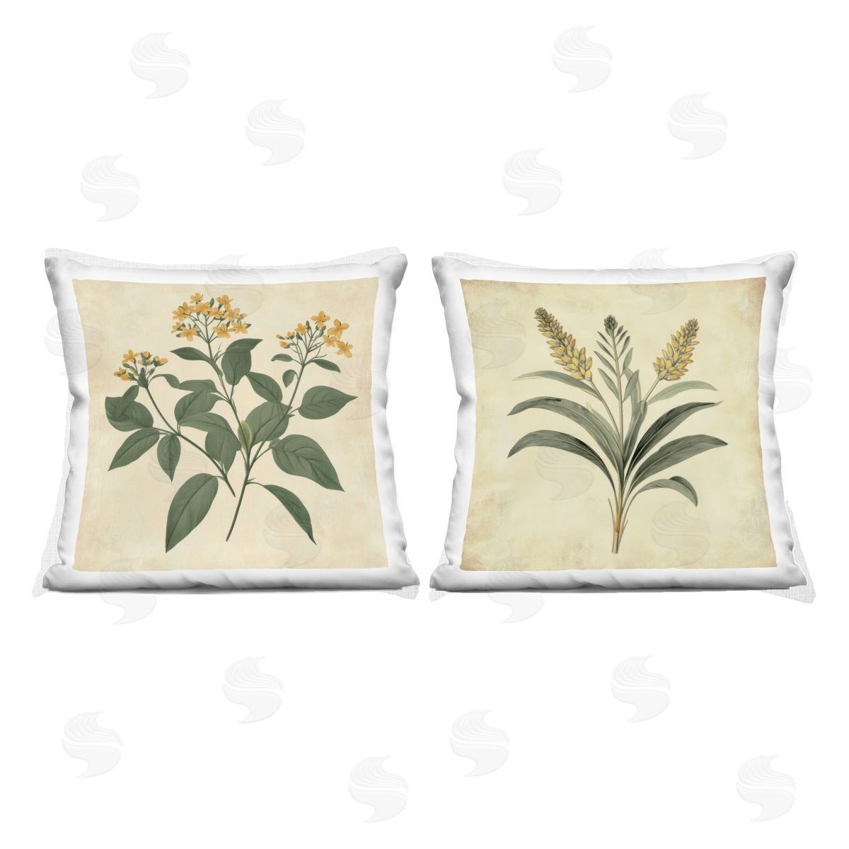 Petal Prints Design Vintage Yellow Bushels and Wheat Indoor Printed Throw Pillow