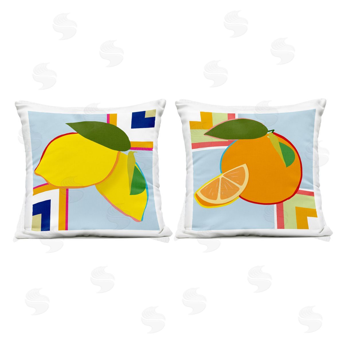 Daniela Santiago Geometric Citrus Fruit Outdoor Printed Pillow
