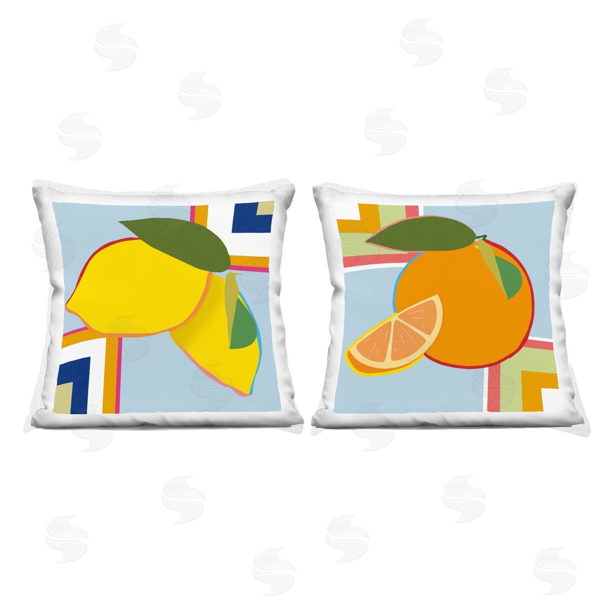Daniela Santiago Geometric Citrus Fruit Indoor Printed Pillow Set