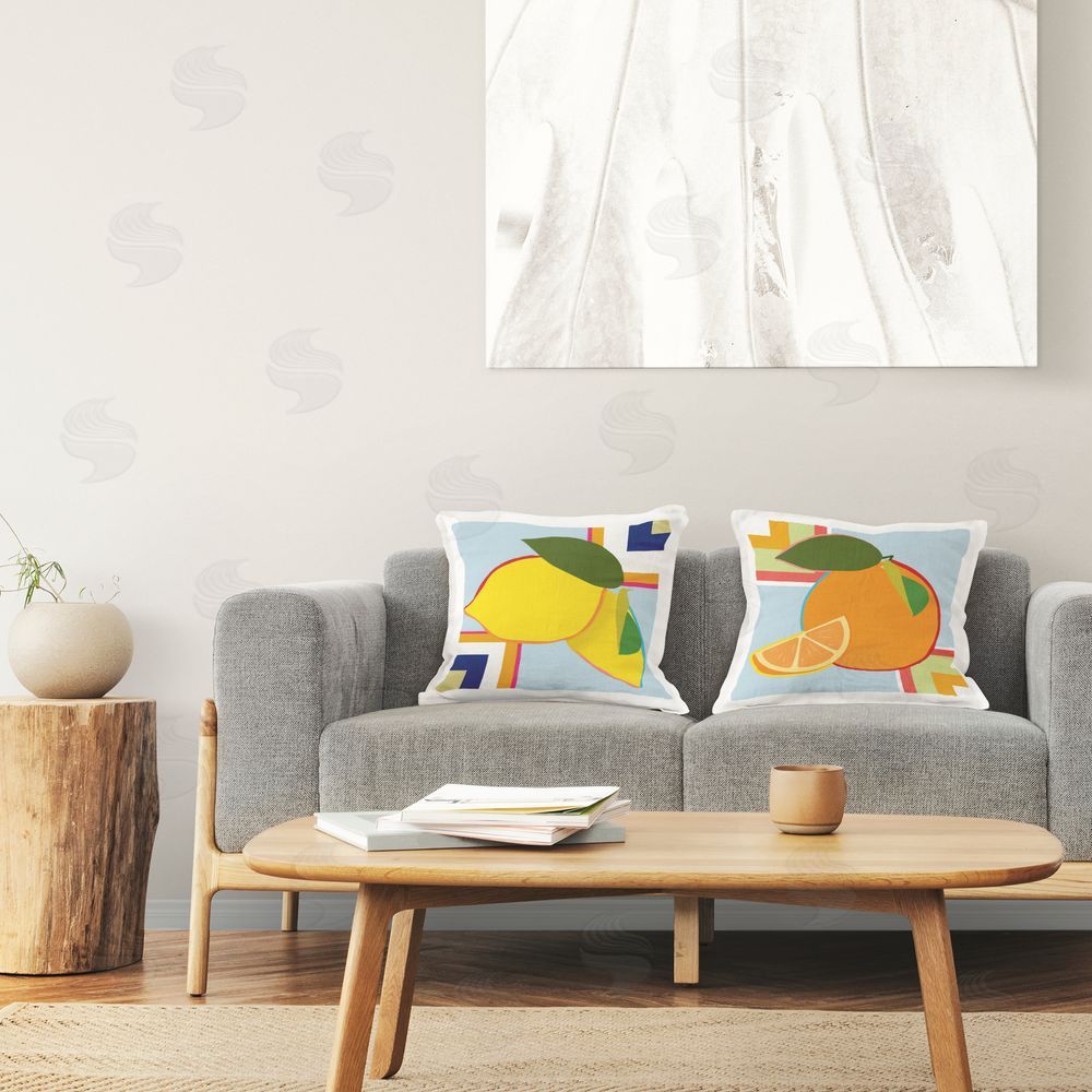 Daniela Santiago Geometric Citrus Fruit Indoor Pillow Set on Chair