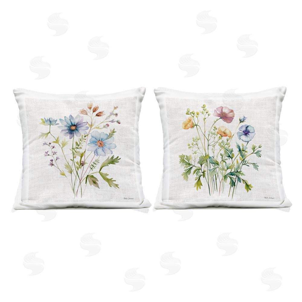 Nicole DeCamp Wild Flower Botanical Bundles Outdoor Printed Throw Pillow