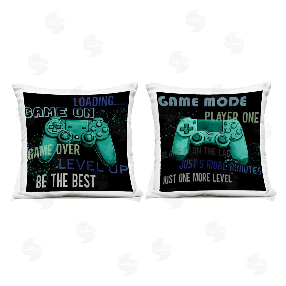 Kim Allen Retro Gaming Phrases Controllers Outdoor Printed Throw Pillow