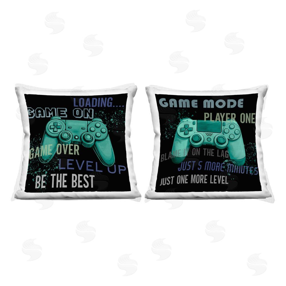 Kim Allen Retro Gaming Phrases Controllers Indoor Printed Throw Pillow