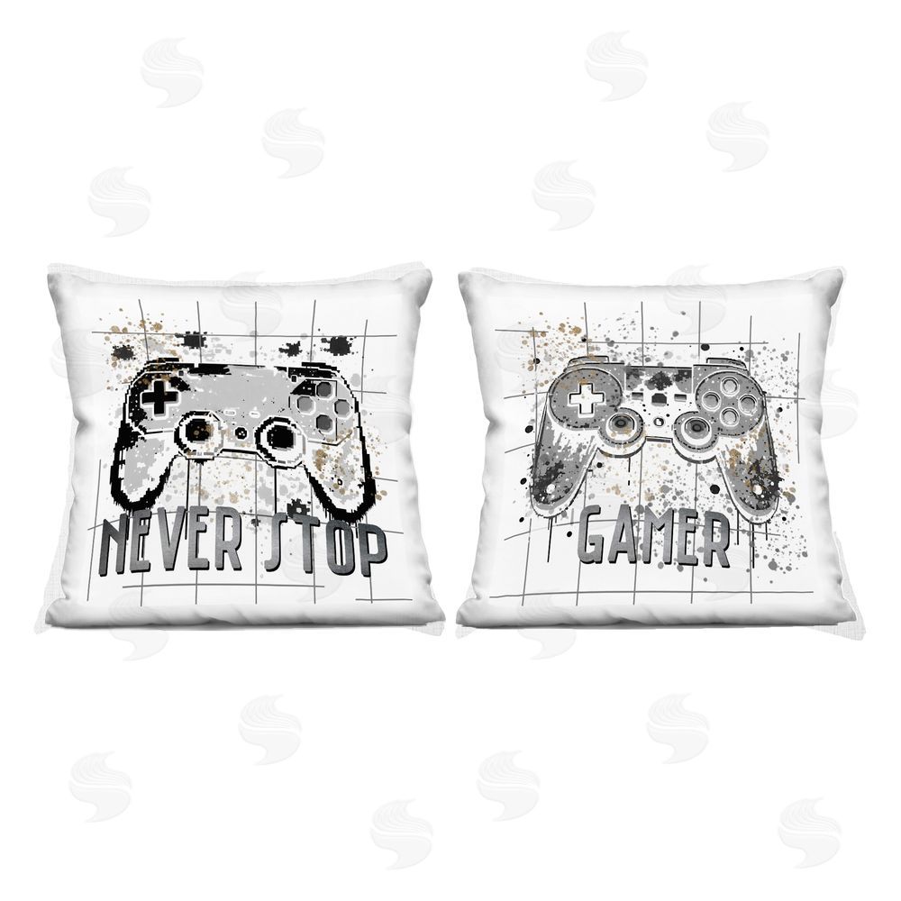 Kim Allen Gamer Words with Modern Pixels Indoor Printed Throw Pillow