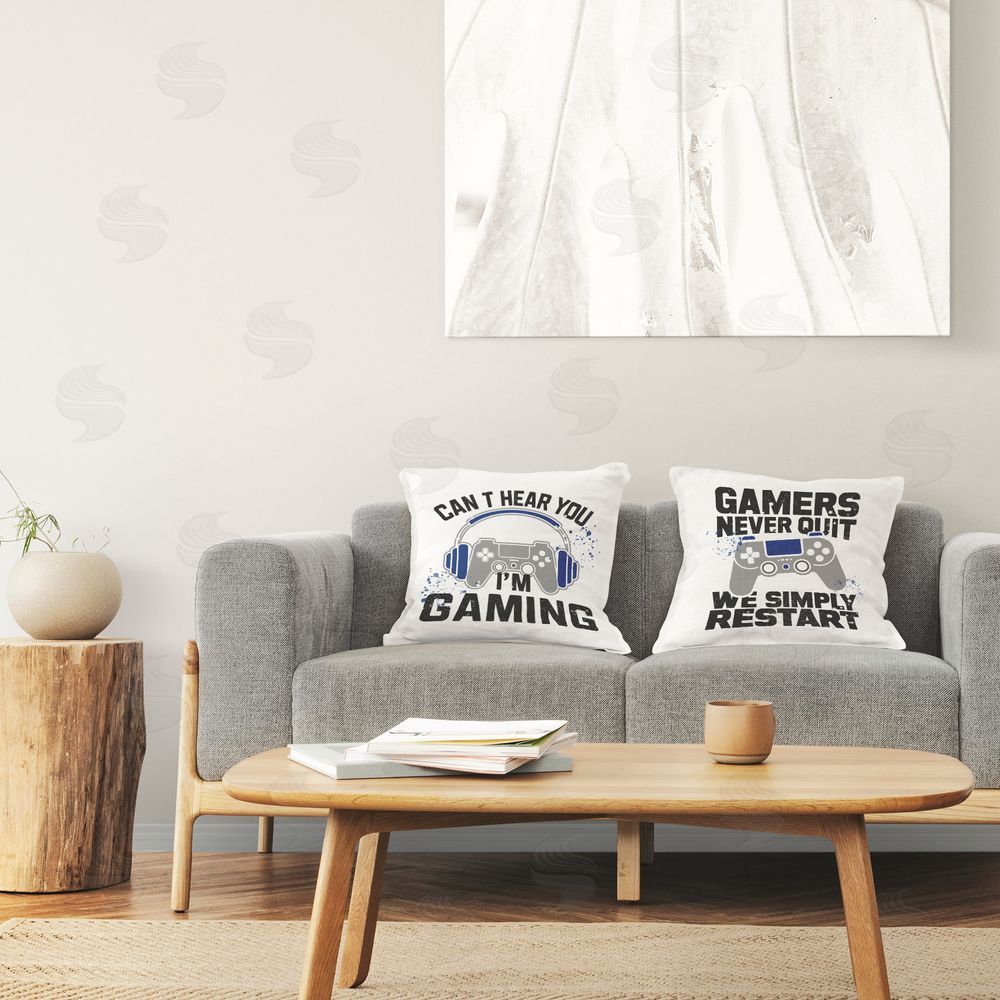 Kim Allen Gamer Culture Phrases Printed Indoor Throw Pillow in Room