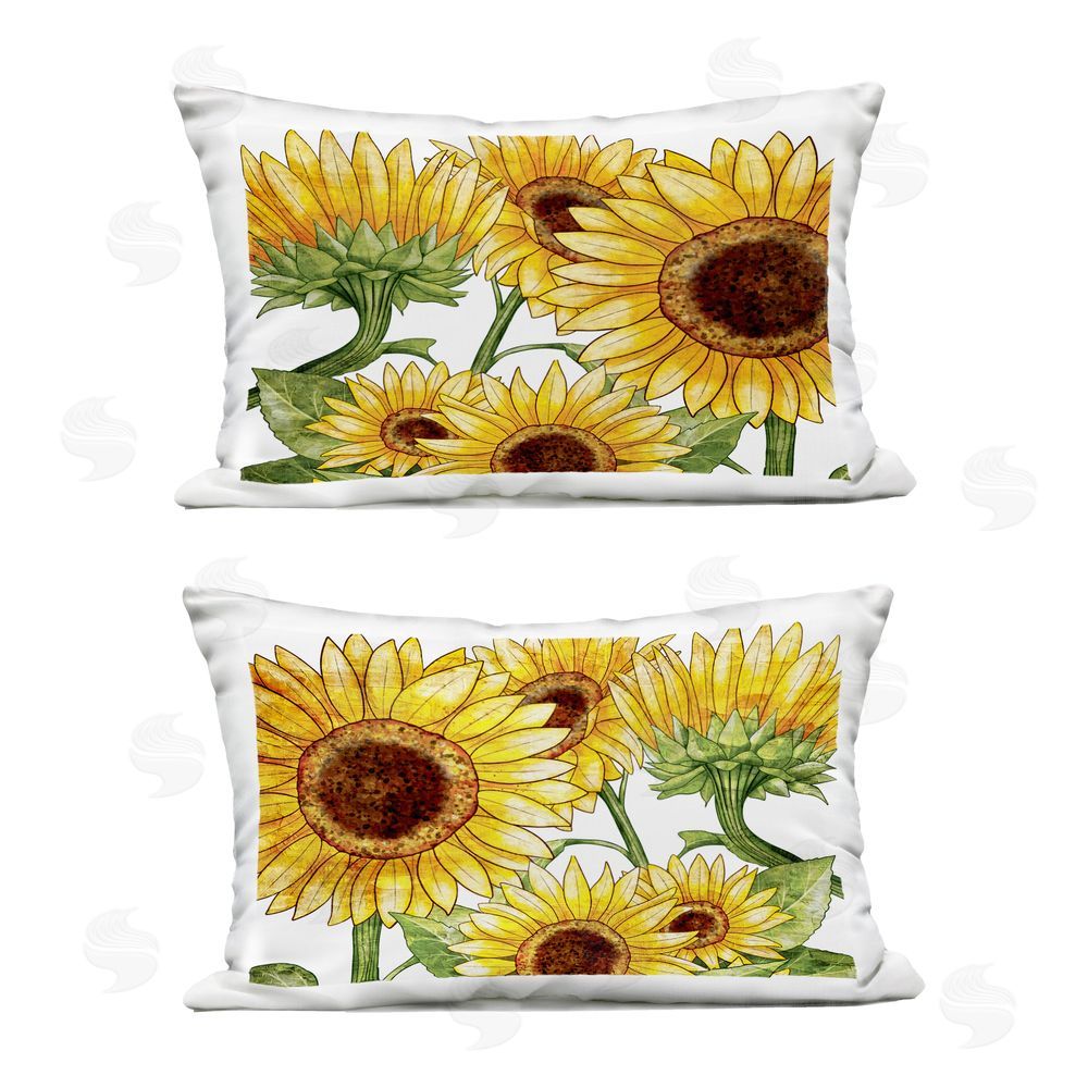 Kim Allen Warm Blossoms Yellow Sunflowers Outdoor Printed Throw Pillow