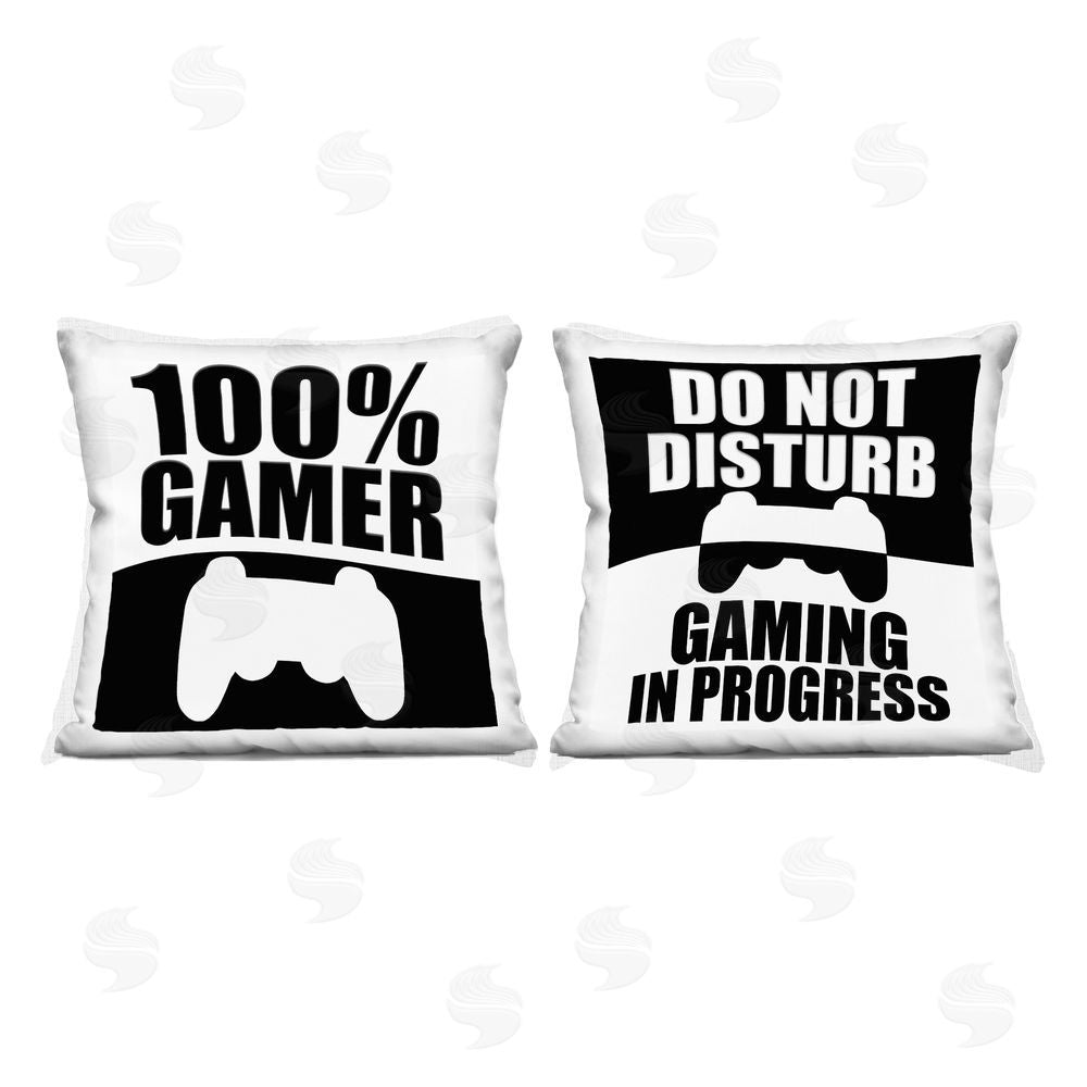 Kim Allen Competitive Gamer Black & White Square Printed Throw Pillow