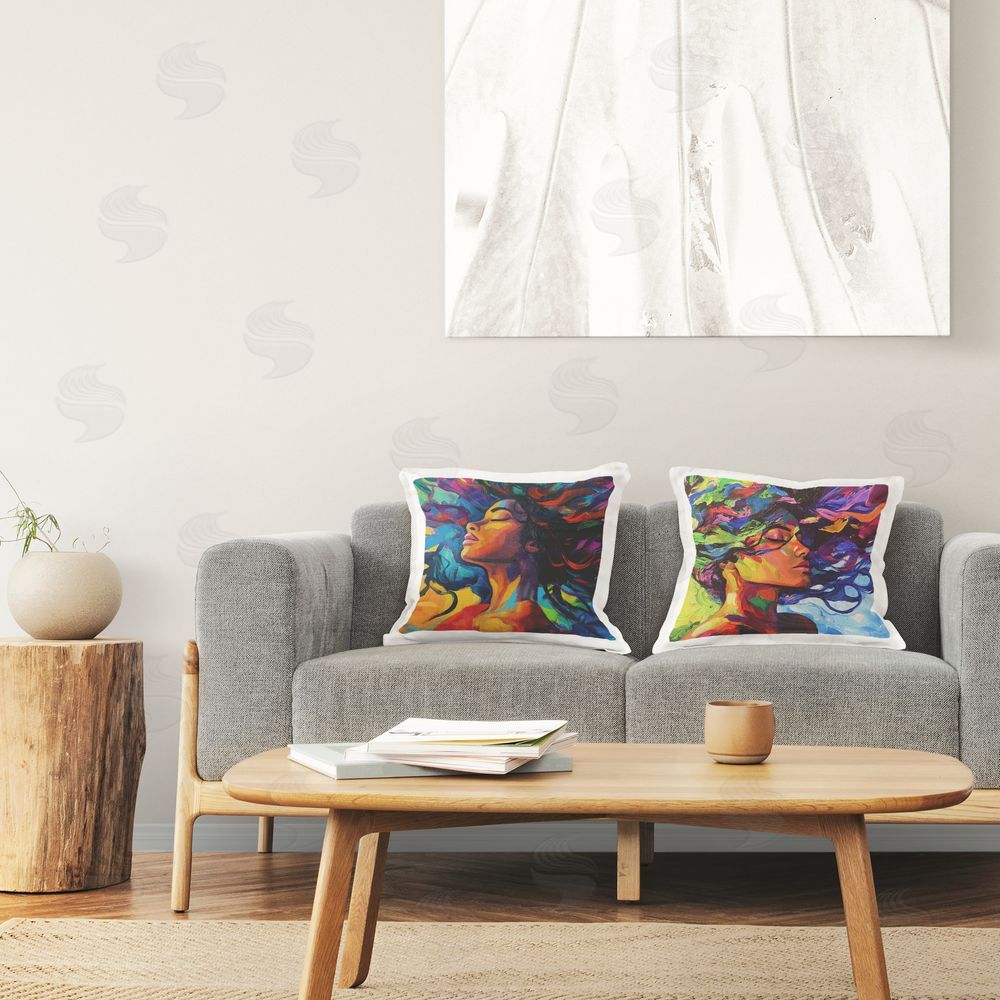Svetlana Aleynikova Radiant Flow Of Colors Printed Throw Pillow in Room
