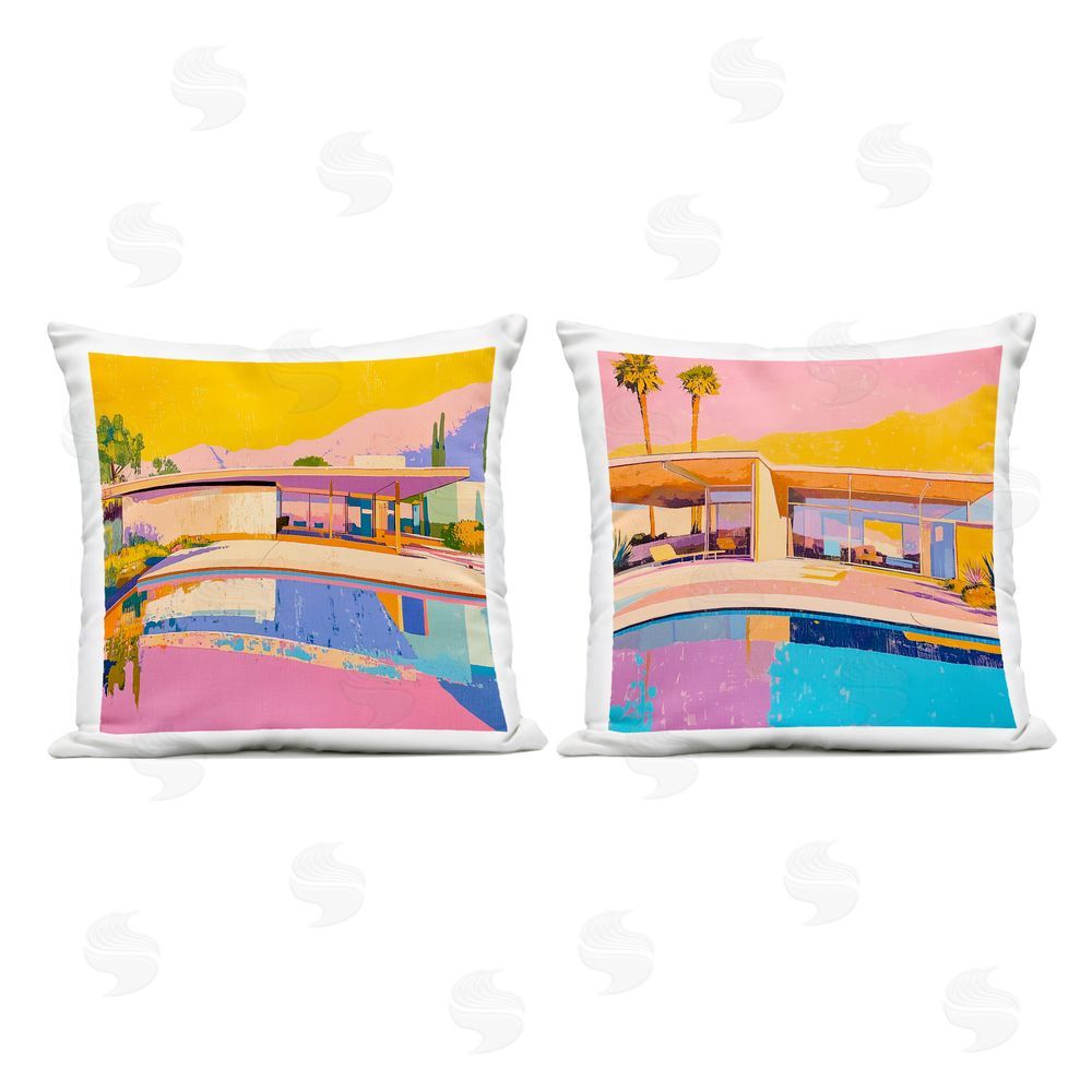 Walker Noble Case Study Villa Outdoor Printed Throw Pillow