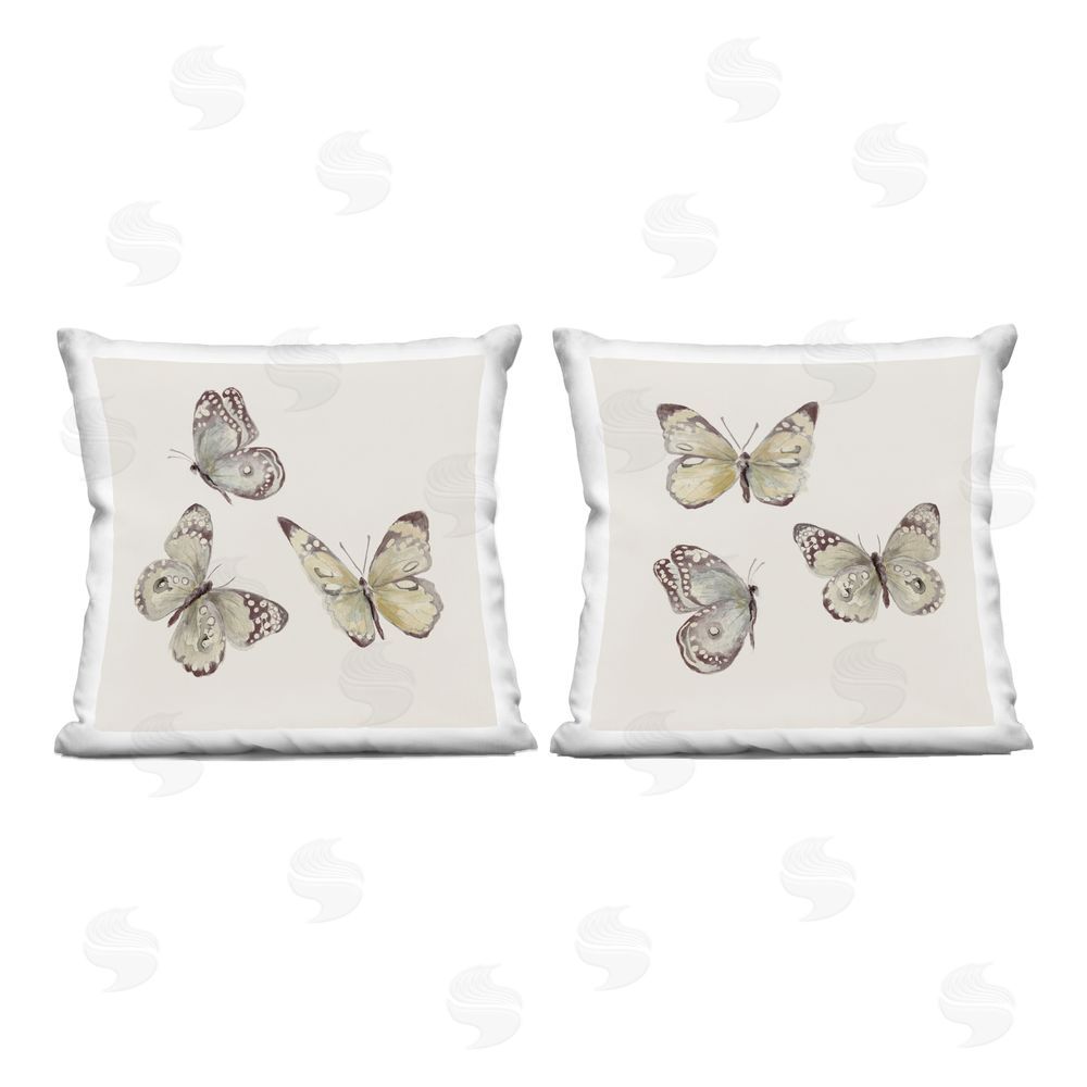 Patricia Pinto Muted Isolated Butterflies Printed Throw Pillow 