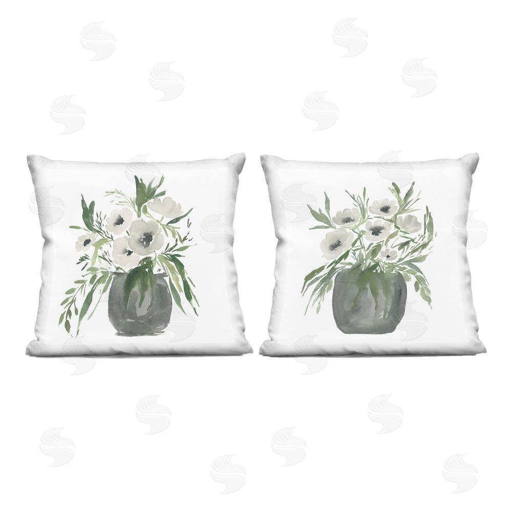 Lucille Price White Anemone Blossoms Printed Throw Pillow 