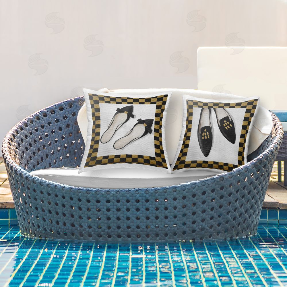 Lorenzo Collective Flats & Sliders Shoes Outdoor Printed Throw Pillow on Patio