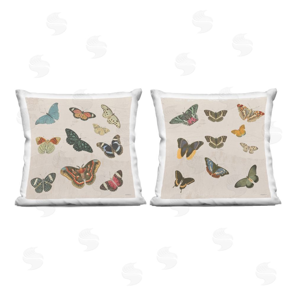 Dan Meneely Vintage Assorted Butterflies Printed Throw Pillow 