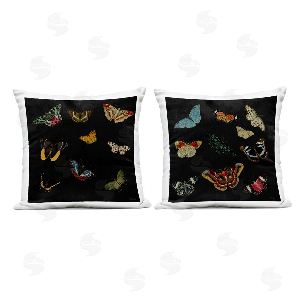Dan Meneely Assorted Butterflies on Black Outdoor Printed Throw Pillow