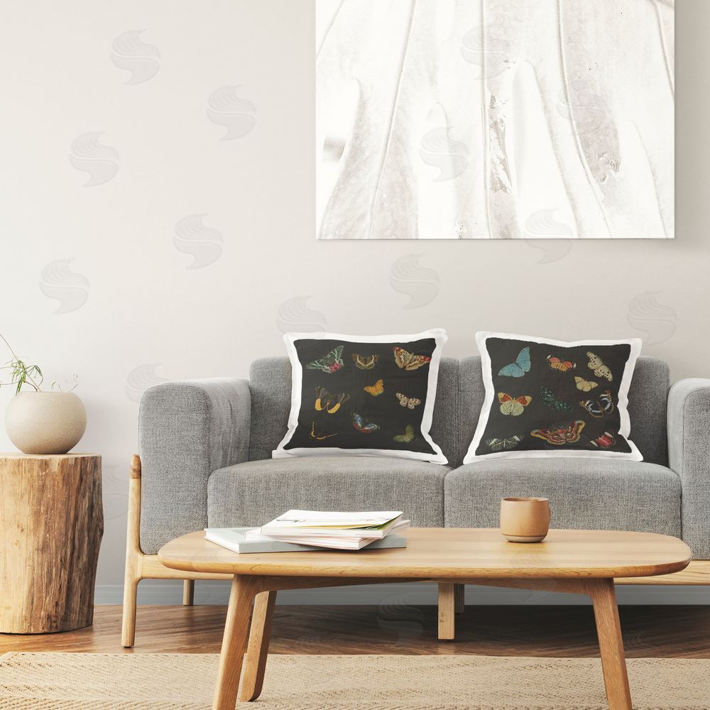 Dan Meneely Assorted Butterflies on Black Printed Throw Pillow in Room