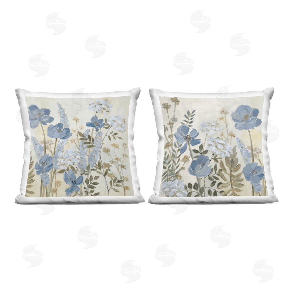 Lanie Loreth Floral Blue Wildflower Meadow Printed Throw Pillow 
