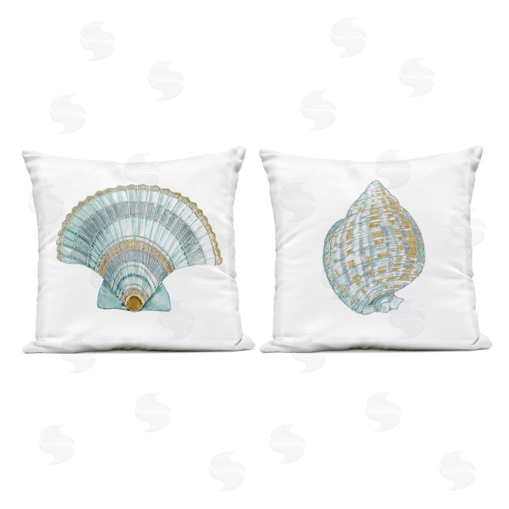 Lorenzo Collective Regal Shells Scallop and Spiral Outdoor Printed Throw Pillow
