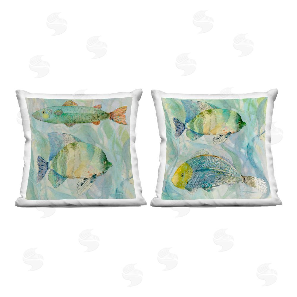 Lorenzo Collective Sweet Fish Aquatics Square Printed Throw Pillow