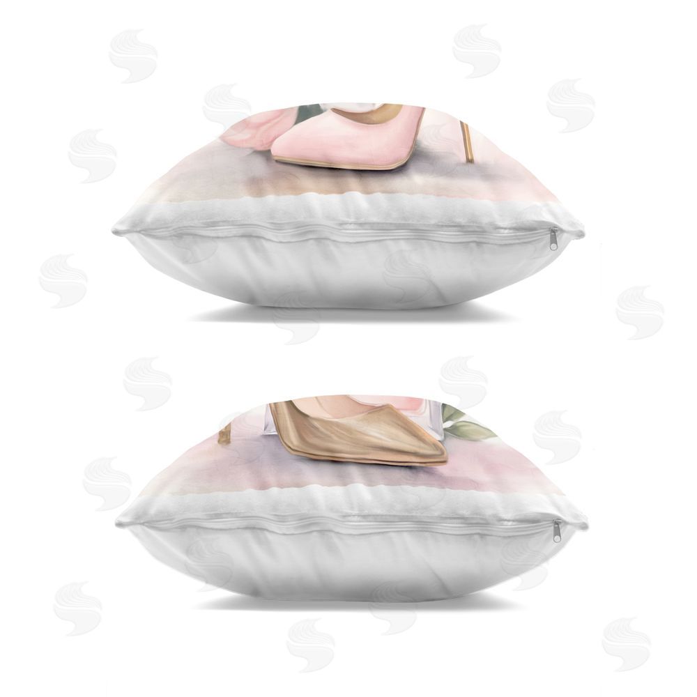 Kim Allen Blush Pink Beauty Indoor Plush Polyester Square Throw Pillow Zipper Detail