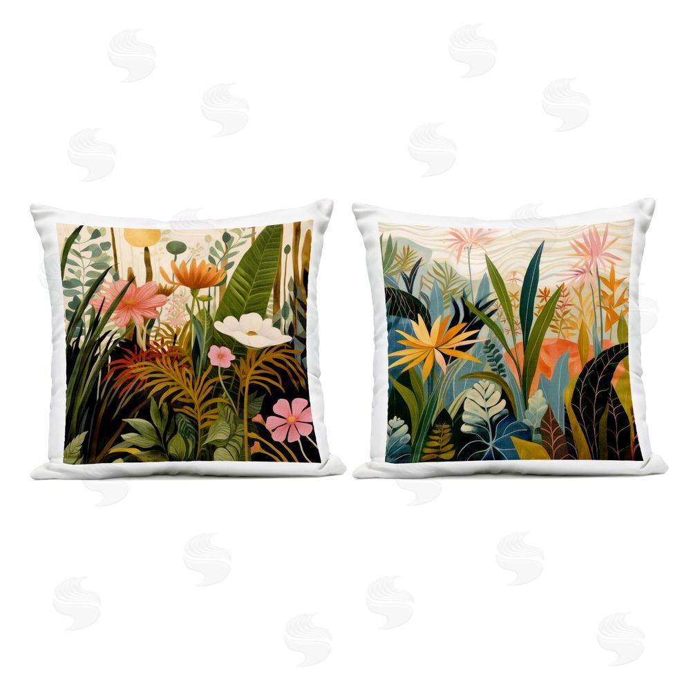 Lazar Studio Botanical Embrace Blooms Outdoor Square Printed Throw Pillow