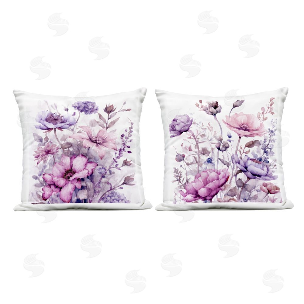 Kim Allen Vibrant Purple Tone Florals Outdoor Quick-Dry Polyester Square Throw Pillow