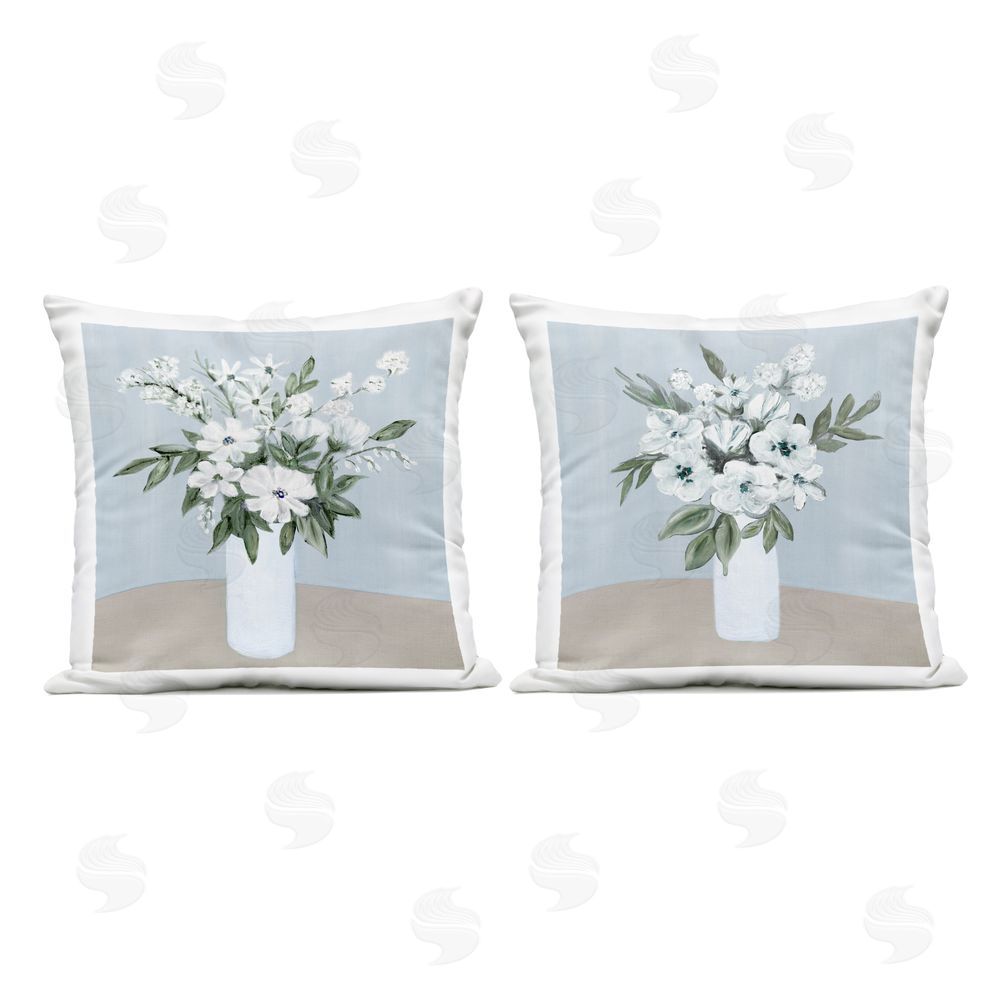 Marilyn Dunlap Mixed White Blossoms Outdoor Quick-Dry Polyester Square Throw Pillow