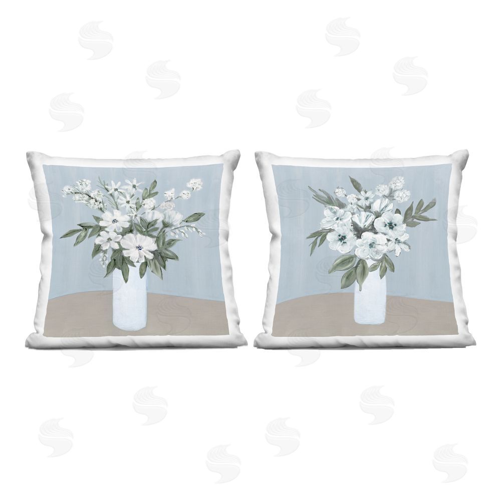 Marilyn Dunlap Mixed White Blossoms Indoor Plush Polyester Square Throw Pillow