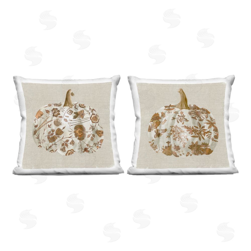 Livi and Finn Foliage Patterned Pumpkins Square Printed Throw Pillow