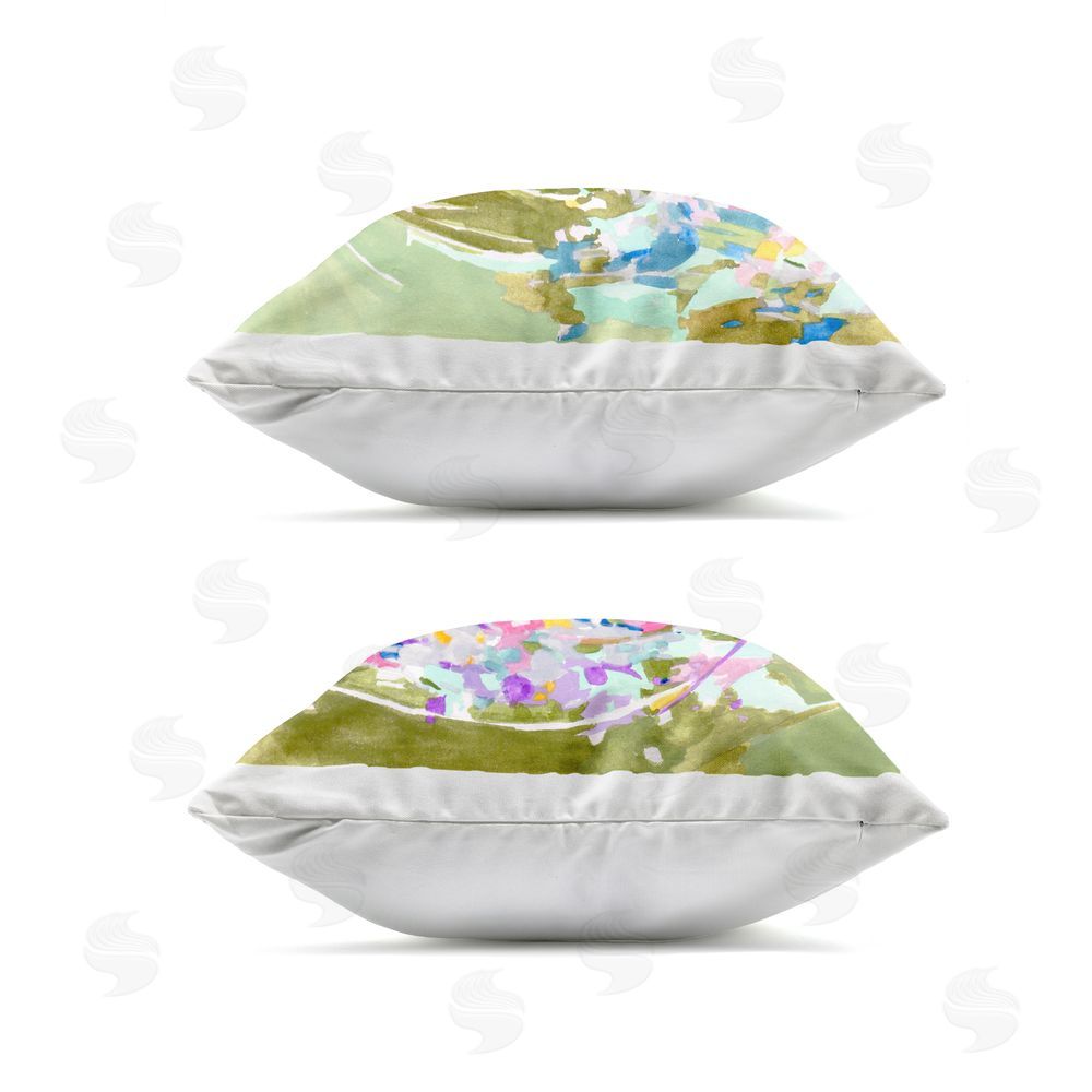 Melissa Wang Flowing Swirl of Color Outdoor Quick-Dry Polyester Square Throw Pillow Zipper Detail