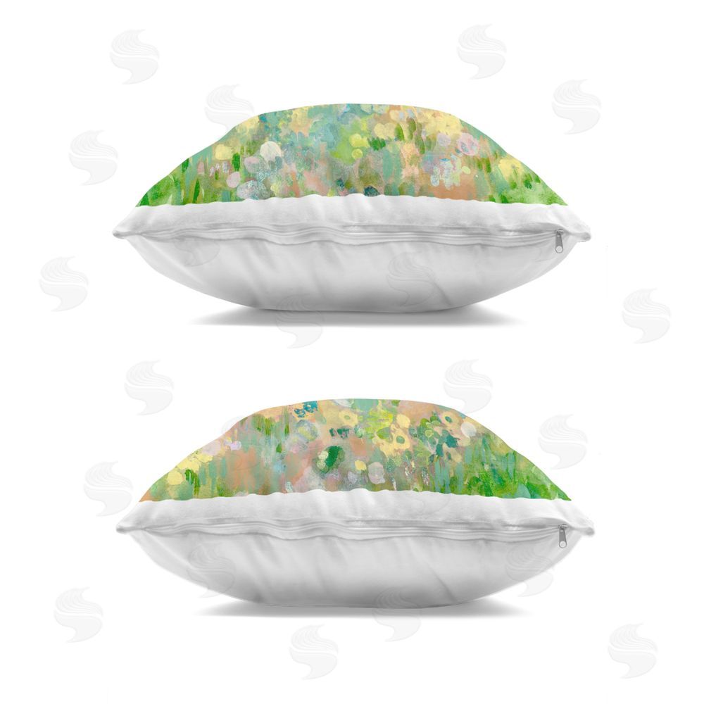 June Erica Vess Abstract Valley of Wildflowers Indoor Plush Polyester Square Throw Pillow Zipper Detail