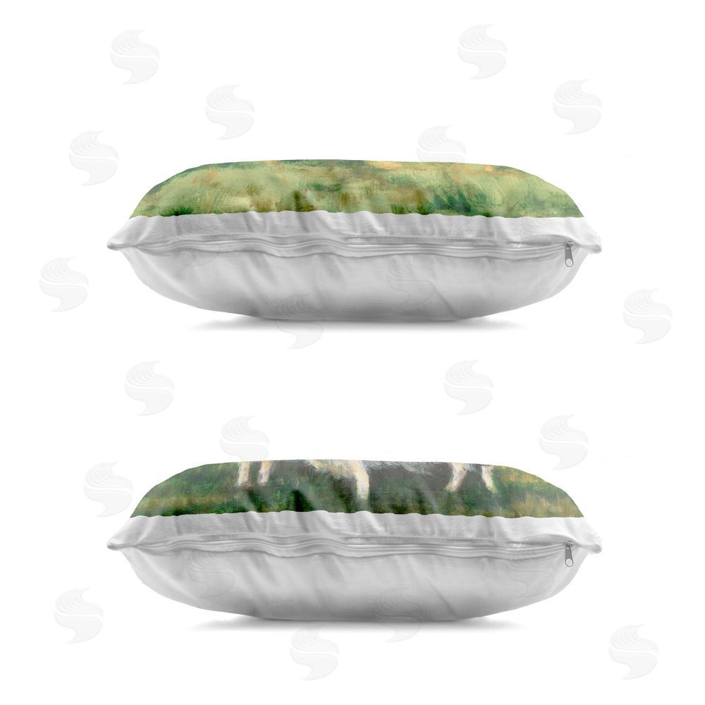 Michael Willett Sheep Family in Rolling Hills Indoor Plush Polyester Lumbar Pillow Zipper Detail