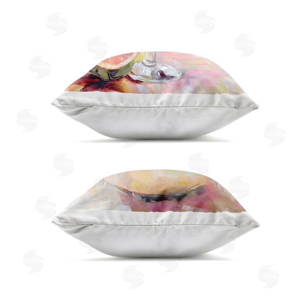 Riley B Grapefruit Bowl & Cocktail Outdoor Square Printed Throw Pillow Side View with Zipper Detail