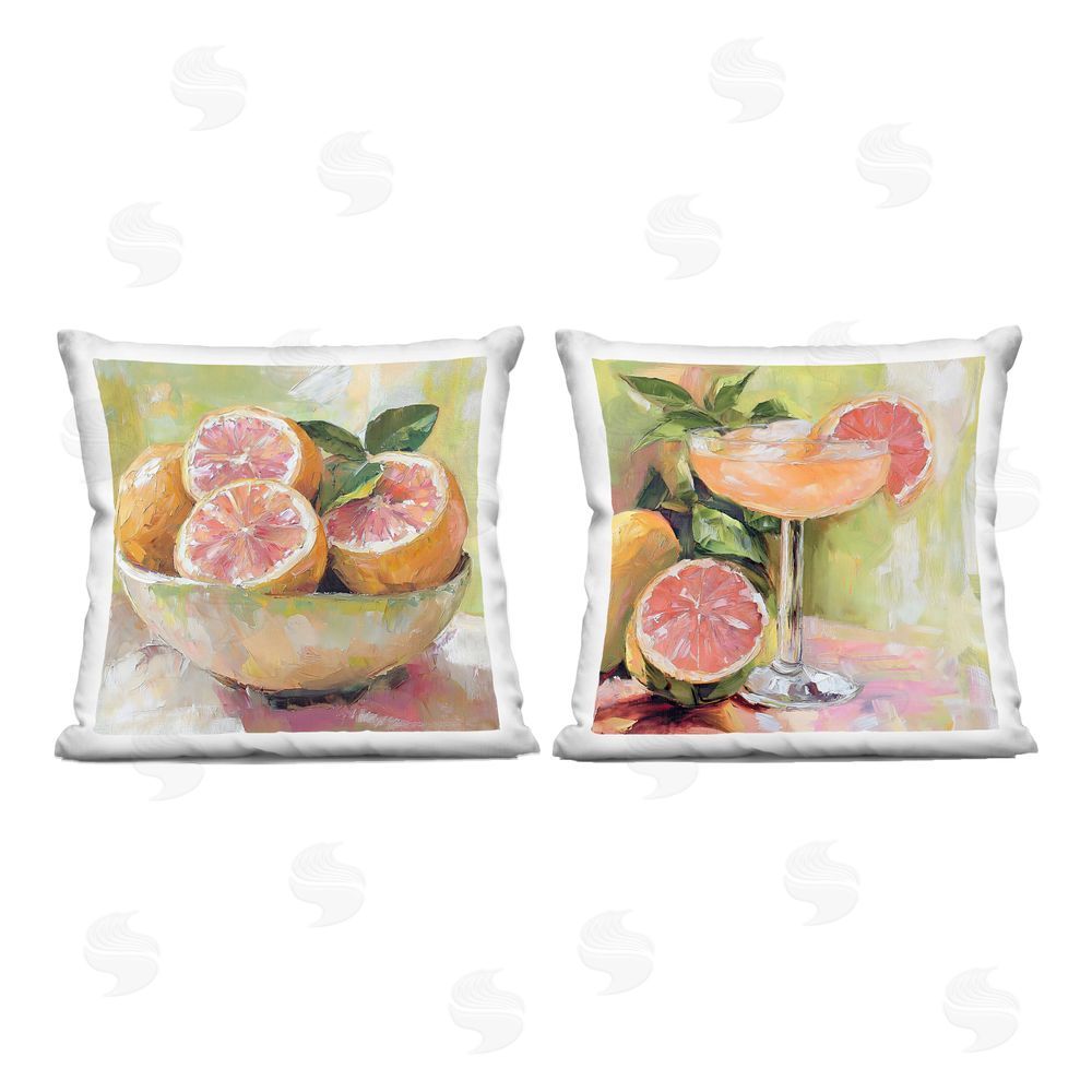 Riley B Grapefruit Bowl & Cocktail Square Printed Throw Pillow