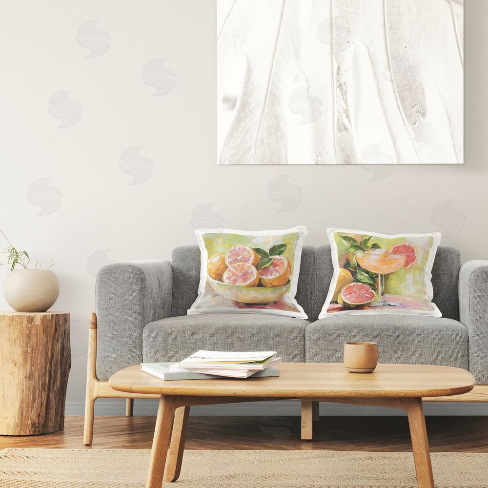 Riley B Grapefruit Bowl & Cocktail Square Printed Throw Pillow on Seat