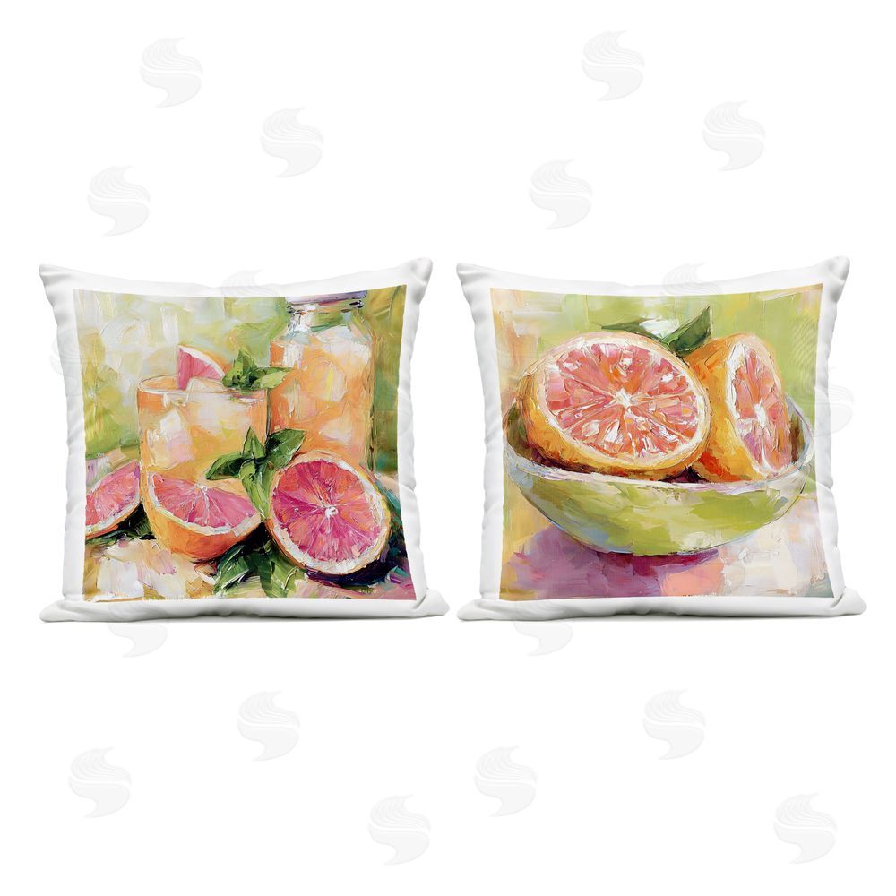 Riley B Grapefruit Drinks & Fruits Outdoor Square Printed Throw Pillow