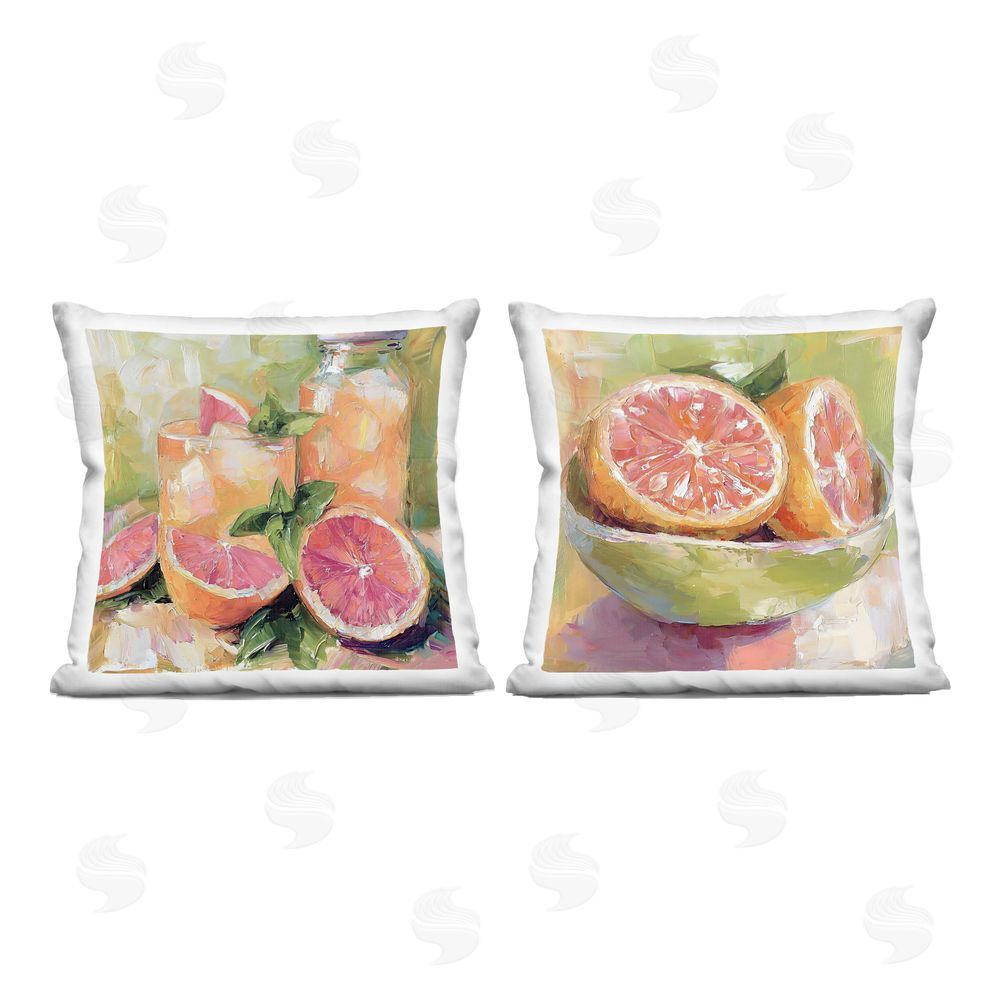 Riley B Grapefruit Drinks & Fruits Square Printed Throw Pillow