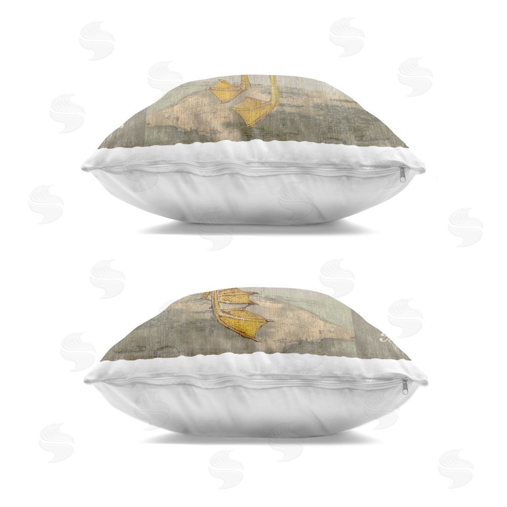 Suzanne Nicoll Little Seagulls with Hats Indoor Plush Polyester Square Throw Pillow Zipper Detail