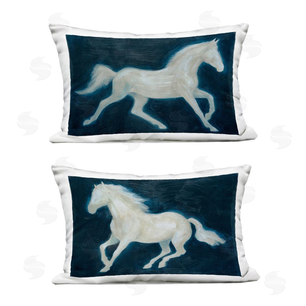 Grace Popp Luminous Galloping Stallions Outdoor Quick-Dry Polyester Lumbar Pillow